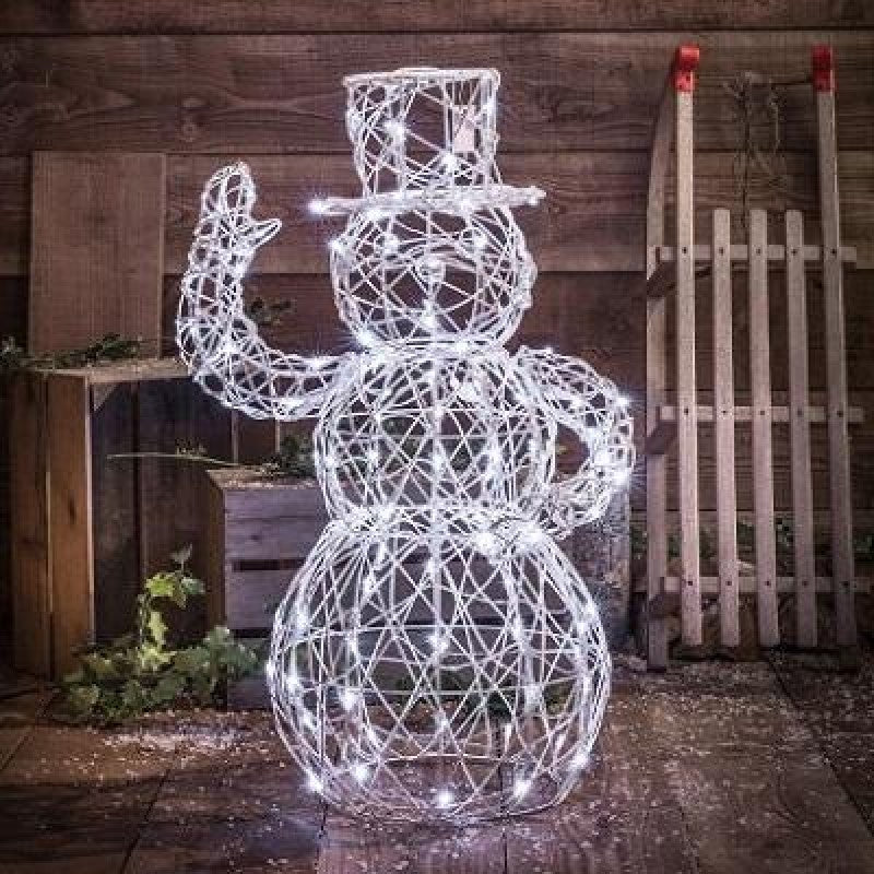 Noma White Wicker Snowman 1m