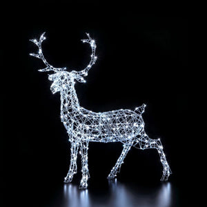 Noma Colour Changeable White Wicker Christmas Stag 1.4m