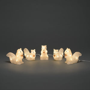 Acrylic Lit LED Warm White Squirrel Set