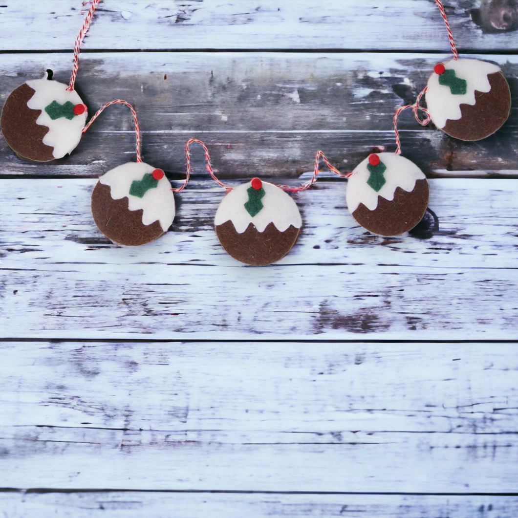 Felt Christmas Pudding Disc Garland
