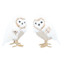 Load image into Gallery viewer, Set of 2 Cream and Gold Owl Decoration
