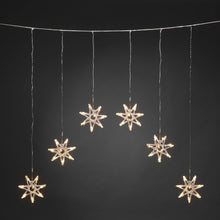Load image into Gallery viewer, Konstsmide 6 Warm White Acrylic Star Curtain Lights
