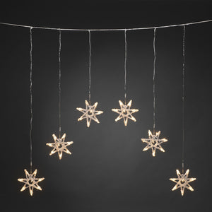 Konstsmide 6 Warm White Acrylic Star Curtain Lights