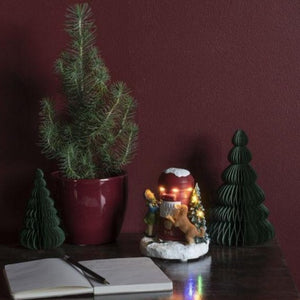 Christmas Post Box with Child and Dog Lit Scene