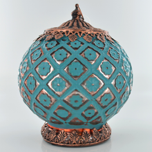 Load image into Gallery viewer, Blue Glass Moroccan Style LED Lantern
