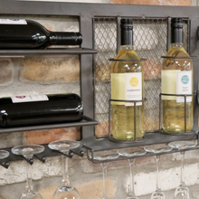 Load image into Gallery viewer, Industrial Style Wine and Glass Holder Wall Unit
