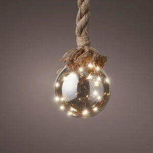 Lumineo Micro LED 10cm Ball with Jute Rope Hanging Decoration