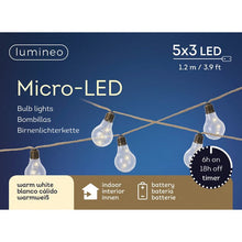Load image into Gallery viewer, Lumineo 5 Bulb Lights on Hemp Rope Battery Operated
