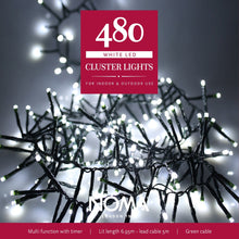 Load image into Gallery viewer, Noma 480 White Christmas Cluster Lights Green Cable
