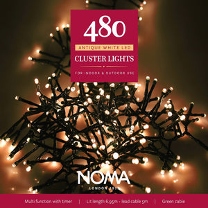 Noma 480 Antique White Christmas Cluster Lights