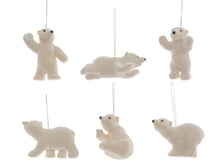 Load image into Gallery viewer, 6 White Polar Bear Christmas Bauble Set
