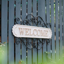 Load image into Gallery viewer, Metal and Wood &#39;Welcome&#39; Wall Sign
