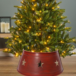 Red Star Cut Out Metal Tree Skirt 58cm