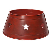 Load image into Gallery viewer, Red Star Cut Out Metal Tree Skirt 58cm
