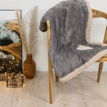 Load image into Gallery viewer, Grey Throw with Heart Embroidery
