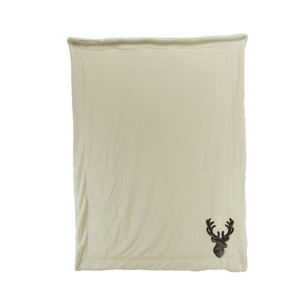 Faux Fur Stag Head Cream Throw