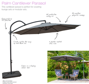 Palm 3m Cantilever Parasol Grey