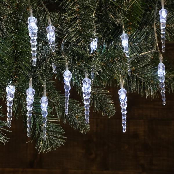 Noma 20 White Icicle Drop Lights Battery Operated