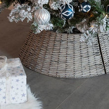 Load image into Gallery viewer, Grey Willow Wicker Collapsible Tree Skirt 57cm
