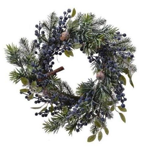 Frosted Blue Berries Christmas Wreath 40cm