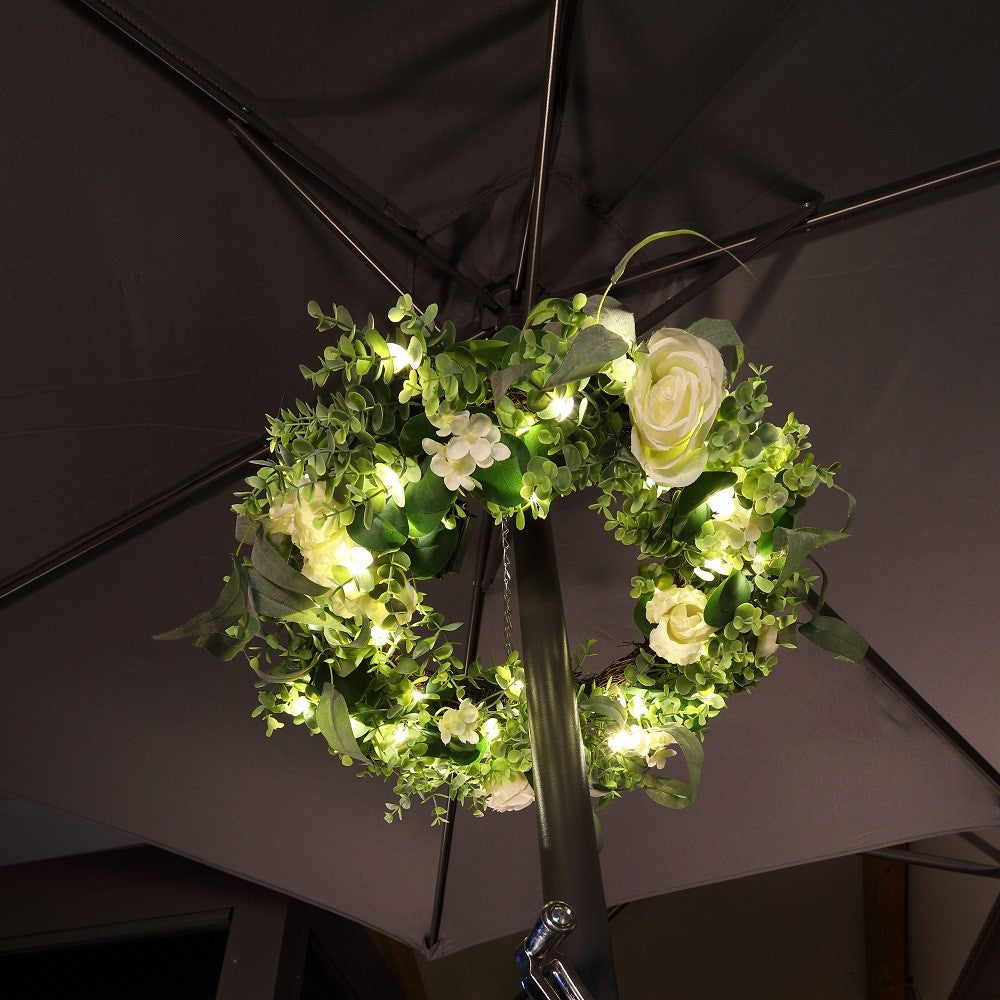 Noma Floral Parasol Wreath with Warm White LED's