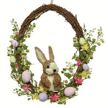 Load image into Gallery viewer, Easter Egg Shape Floral Wreath with Bunny
