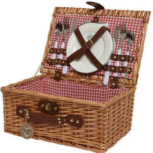 Red Wicker Fitted 4 Piece Picnic Set