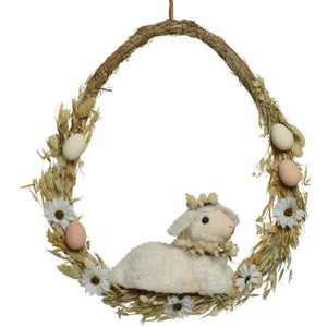 Egg Shape Easter Wreath with Lamb