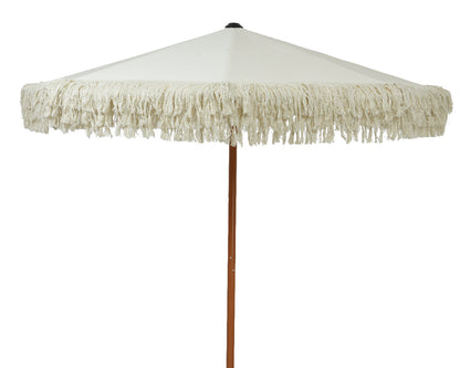 Cream Parasol with Cotton Fringe