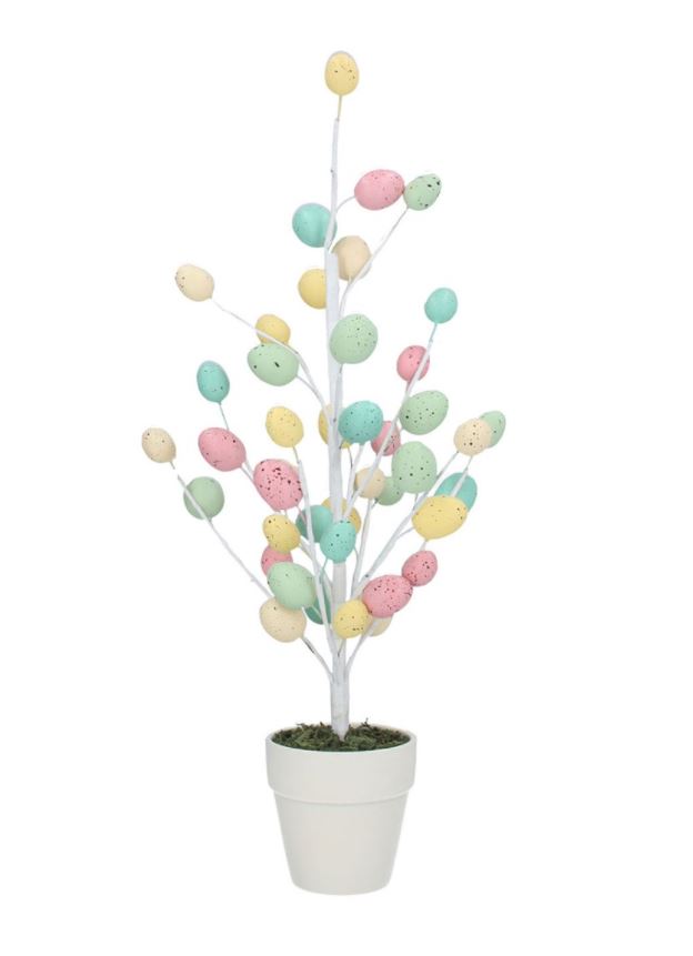Easter Potted Twig Tree with Pastel Eggs