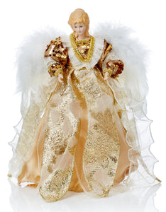Ivory-Gold Angel Christmas Tree Topper