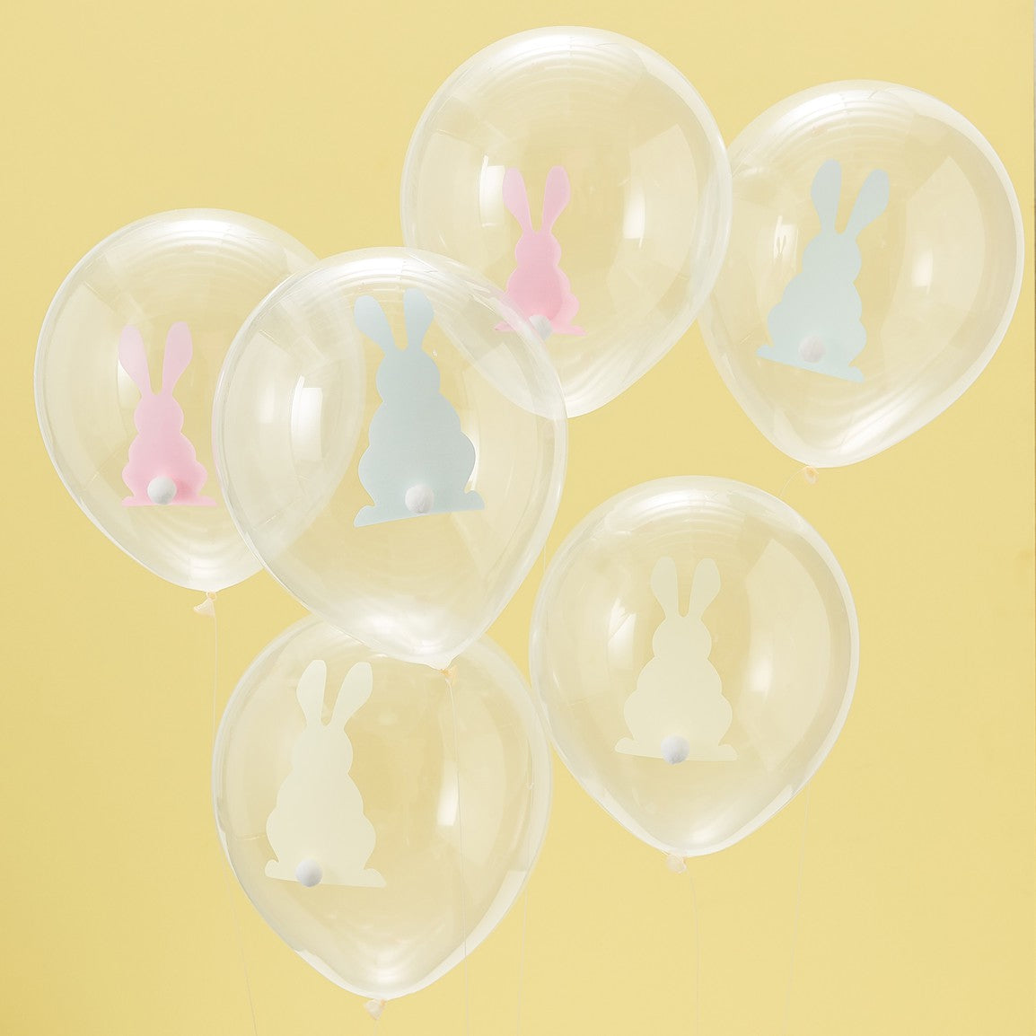 Easter Bunny Balloons with Pom Poms