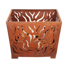 Load image into Gallery viewer, Fallen Fruits Square Rust Fire Basket 59cm
