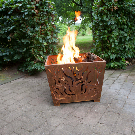 Fallen Fruits Square Rust Fire Basket 59cm