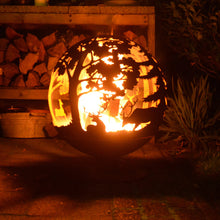 Load image into Gallery viewer, Fallen Fruits Fire Pit Globe with Laser Cut Woodland Design
