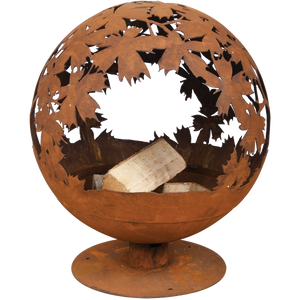 Fallen Fruits Fire Pit Globe with Laser Cut Leaves Design