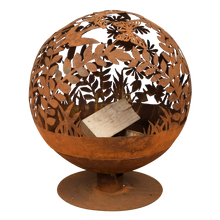 Load image into Gallery viewer, Fallen Fruits Fire Pit Globe with Laser Cut Meadow Design
