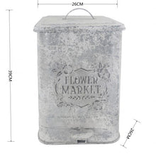 Load image into Gallery viewer, Flower Market Rustic Metal Pedal Bin
