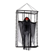 Load image into Gallery viewer, Black Caged Reaper Animated Halloween Display Decoration With Sound

