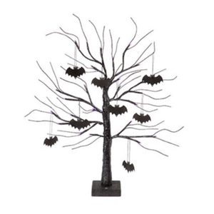 Halloween Lit Black Bat Twig Tree 60cm