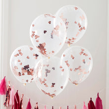 Load image into Gallery viewer, Rose Gold Heart Shaped Confetti Balloons
