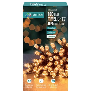 Premier TimeLights 100 Vintage Gold LED Battery Operated String Lights