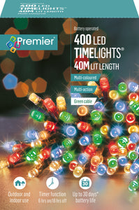 Premier TimeLights 400 Multi Coloured LED Battery Operated String Lights