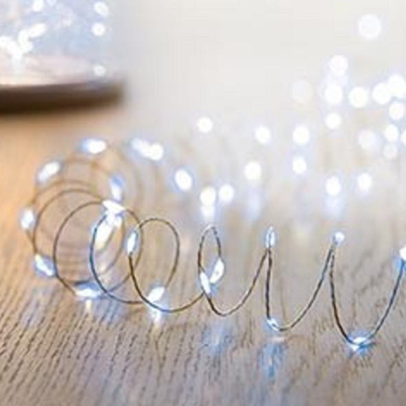 100 White Microbright LED Pin Wire Lights – Starlolly