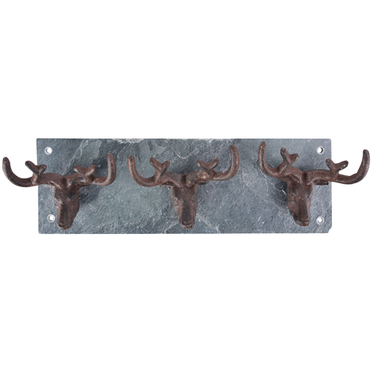 Slate Panel with Stags Head Hooks