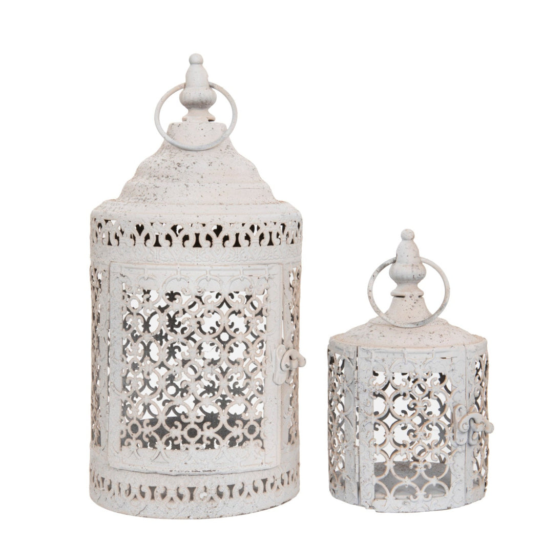 Vintage Style Moorish Lanterns Set of 2 Cream