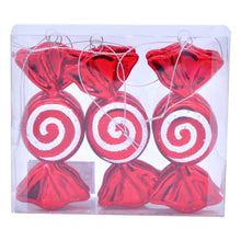 Load image into Gallery viewer, Set of 6 Christmas Candy Striped Sweet Baubles
