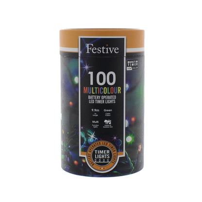 Festive 100 Multi Colour Battery Operated String Lights