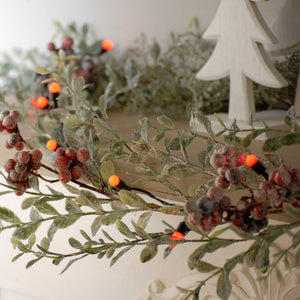 Festive 100 Red Berry Battery Operated Christmas String Lights