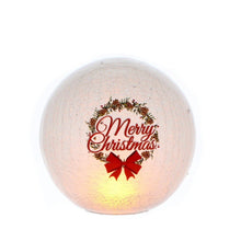 Load image into Gallery viewer, Flickering Crackle Effect Lit 20cm Ball with Christmas Wreath Design
